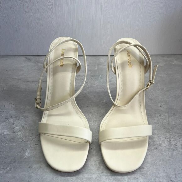 LarroudeIvory LeatherOpen ToeHigh HeelSize 8NWOB
